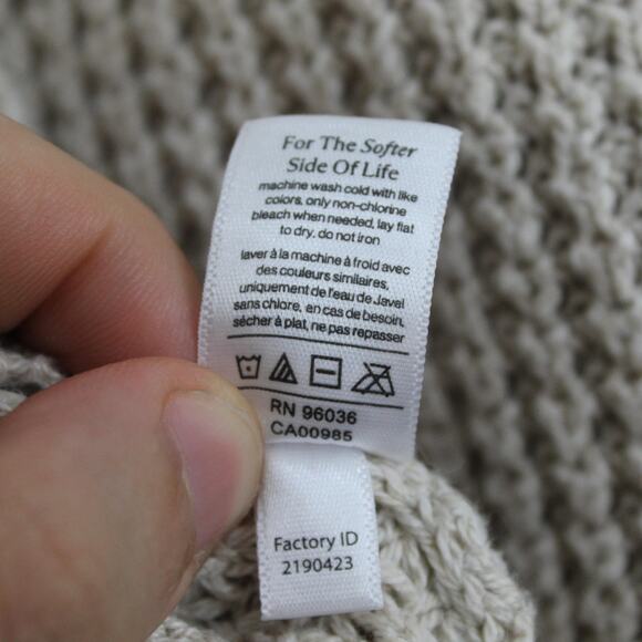 Eberjey Sweater Small Recycled Cardigan Oat Chunky Waffle Knit Cropped Cute Cozy - Picture 9 of 12